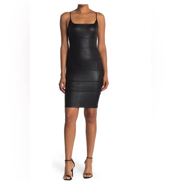 bebe black leather dress Bebe Women's Bandage & Lace Dress, Size Medium in Black